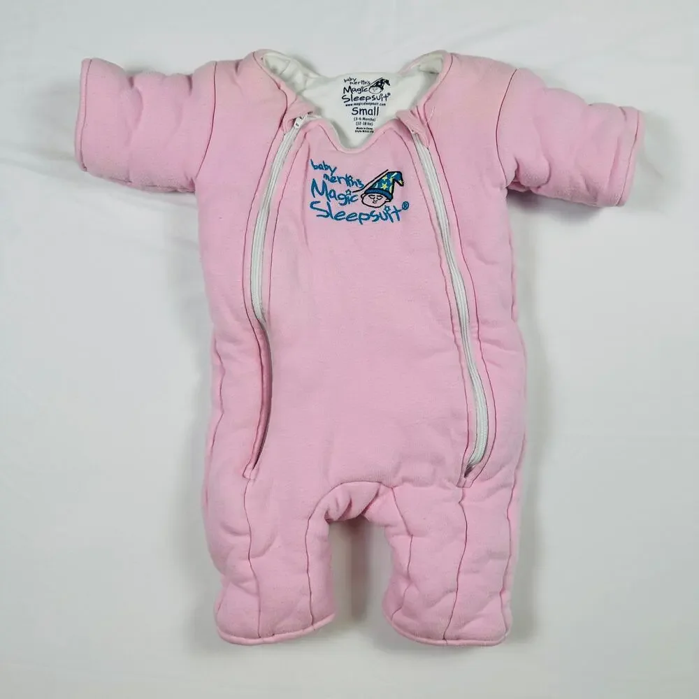Baby Merlin's Magic Sleep Suit Pink 100% Cotton Very Thick Sz Small 3-6 mo